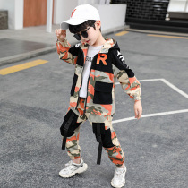 South Korean boy suit 2022 new spring Korean edition fashion camouflavoThe two sets of childrens handsome boomers