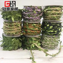 Hemp rope guarantee guardrail bag pipe material decoration pipe green leaves staircase armrest with leaf hemp rope indoor and outdoor