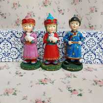 Inner Mongolia crafts souvenirs gifts specialties Mongolian dolls resin Mongolian grassland boys and girls set the stage