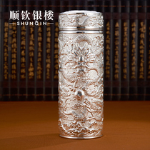 Shunqin Silver House 999 Silver Kowloon Silver Water Cup Sterling Silver Cups Mens Tea Portable High-end Gift