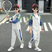 Boy spring and autumn suit two-piece handsome childrens clothing 2021 new middle and big Children Sports boy foreign style autumn clothing