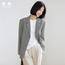 Plaid suit jacket womens 2022 autumn new design small casual high-end retro temperament plaid suit
