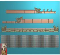 Ancient building eaves Dragon dripping water Buddhist niche hat head sculpture jdp relief map gray-scale wood carving computer