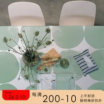Draft CIAOGAO Original Hand-painted Nordic ins Home Stay TV Cabinet Cover Cloth Ink Mint Green Dot Tablecloth