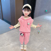 Girls autumn suit childrens clothing 2021 autumn new clothes foreign-style baby clothes three-piece Sports spring and autumn