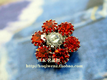 New popular luxury orange red Czech rhinestone zircon dress sweater pure copper button button 19mm