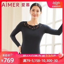 aimer 19 warm velvet round neck long sleeve top AM723303