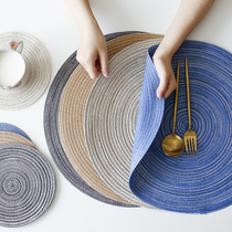 Blue Lotus home placemats table mat insulation woven simple Nordic American round home Western plate