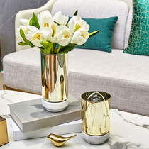 European light luxury gilded glass vase home living room table TV cabinet simple marble decorative flower Ware