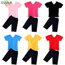 Childrens dance practice suit Solid color no word style Men and women with the same split suit