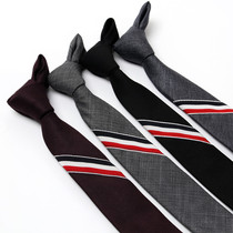 5cm Korean version of British business leisure boys students Gray three bars college style male tie dress narrow version