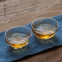 Haneda Japanese walnut tea cup heat-resistant glass tea cup hammer eye pattern Master Cup small tea bowl kung fu tea set