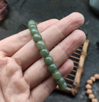 Qingling bracelet Xinjiang Hetian jade sand Zaozhuang green Manlu Seiko polished old-shaped beads boutique hand skewers oil-moist and delicate