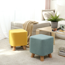 Solid Wood small stool home stool sofa stool foot stool creative Net Red Square stool round stool ins Nordic fabric square stool