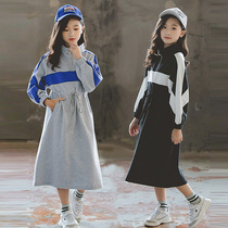 Girls  dresses foreign style in the big childrens net red autumn 2021 new port wind pleated skirt childrens knee princess skirt