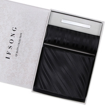 IFSOONG Mens Fashion Business Tie Pocket Towel Collar With Nip Groom Wedding Black Red Gift Box Dress
