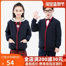 Shenzhen primary school students dress uniform men and women with the same sweater autumn and winter matching knitwear jacket