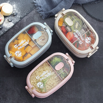 Insulation lunch box Cute girl heart office worker Microwave oven heating lunch box Student portable grid double-layer lunch box