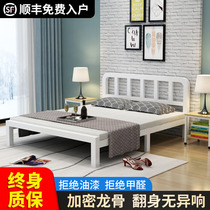 Wrought iron bed double bed adult simple economy iron bed shelf 1.5 meters 1.8m1.2m rental single iron bed