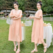Pregnant Woman Summer Dress Dress Dress 2022 New Fashion Little Fresh Temperament Long Dress Not To Be Pregnant With Summer Dress Boomer