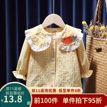 Girls Shirts Childrens Short Shirts Long Sleeves Cotton Spring and Autumn Korean Version Western Style Baby Baby Plaid Tops