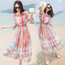 2021 new super fairy Thailand flower skirt travel clothes Bali Sanya beach skirt female seaside holiday dress