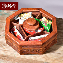 Chinese Red Wood Dry Fruit Pan Snack Box Home Living Room Myanmar Flowers Pear Wood Candy Box Divided with lid solid wood fruit tray