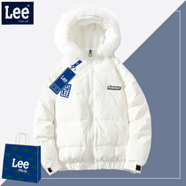 Lee FALLE winter fur collar down jacket men trend Wild couple white duck down thick casual jacket men