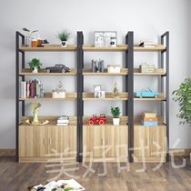  Modern simple wrought iron partition bookshelf floor-to-ceiling steel wood bookcase living room storage display flower rack shelf shelf