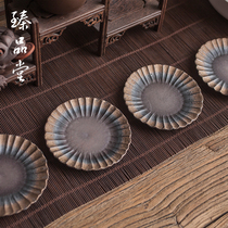 Coarse pottery cup holder ceramic kung fu tea set tea ceremony accessories heat insulation retro Japanese handmade coaster household tea mat
