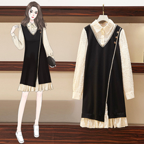  Qiao Meixi pregnant women autumn dress 2021 trendy mom mid-length personality fake two loose pregnant women skirt