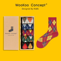 WooKoo Concept socks childrens tube socks autumn and winter vintage street trend British style with leather shoes boots