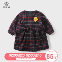 Circle sugar Childrens clothing Girls baby Velvet Long sleeve skirt Little girl Princess dress Childrens autumn and winter plaid dress