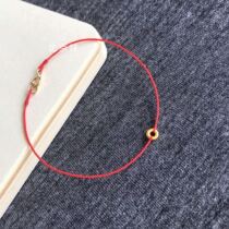 18K spring buckle foot gold peace buckle cold wind hand-woven Honmei year extremely thin hand ornament red rope bracelet
