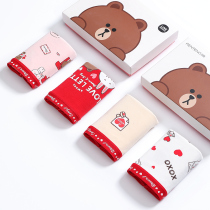 (Brown bear joint name) finten red underwear women cotton antibacterial wedding gift box Lady breifs