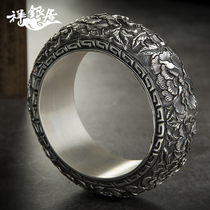 National style original handmade Chinese style 999 foot silver rich peony 925 bracelet closed Hollow