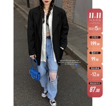 Spot Barbie heart machine hole jeans women Spring high waist straight tube loose slim long pants