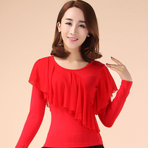 New spring and summer square dance costumes womens tennis yarn performance dance blouses Latin dance and dance practice clothes