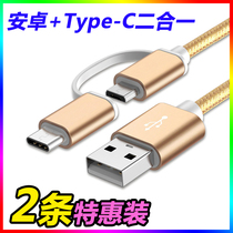 Two-in-one data cable Android typeec fast charging wire vivoppo for Huawei p30 Xiaomi 9 mobile phone Universal