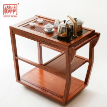 Taohuali solid wood tea tray Rosewood with casters Removable tea cart Tea cabinet Kung Fu tea induction cooker set