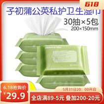 Sub-first wet paper towel female adult pregnant woman postnatal physiological period private care female private place wet wipes 30 pumps * 5 packs