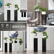 New Chinese style welcome pine floor ornaments marble bonsai flower hotel living room TV cabinet next to soft decorations