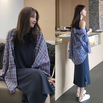 Pregnant Woman Fashion Suit Spring Dress 2020 Spring Autumn Season New hanging band dress with dress for relaxation Two sets