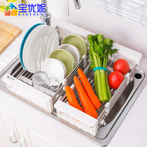 Pyotte Kitchen Sink Drain Shelf Shelving Shelving STAINLESS STEEL DRAIN BASKET BOWLS RACK DISHES CONTAINING SHELF