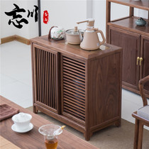 New Chinese Black Walnuts Tea Water Cabinet Solid Wood Burning Kettle Integrated Tea Side Cabinet Tea Water Table Burning Water Table Living-room Tea Water Shelf