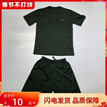 New physical training suit set mens summer round neck short sleeves quick drying workout pants martial arts fitness suit T-shirt military training uniform