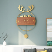 Nordic wall clock Living room household fashion light luxury watch Modern simple atmosphere Household wall decoration silent clock