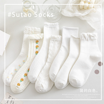 White socks women Summer cotton bottom socks Japanese cute jk stockings ins tide lolita lace thin