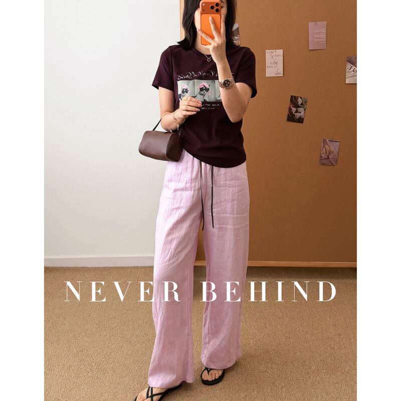 4.22 Korean-Style Casual Straight-Leg Linen Cropped Pants