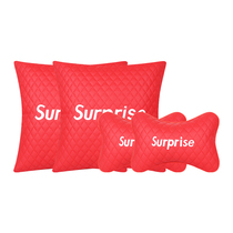 Car headrest Neck pillow Car pillow pair of leather car seat waist cushion Car pillow Waist pillow Cervical spine red